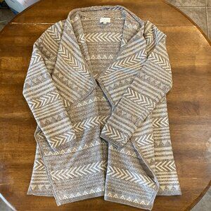 Lucky Brand Ladies Open Front Waterfall Cardigan Earth Toned Size Large EUC